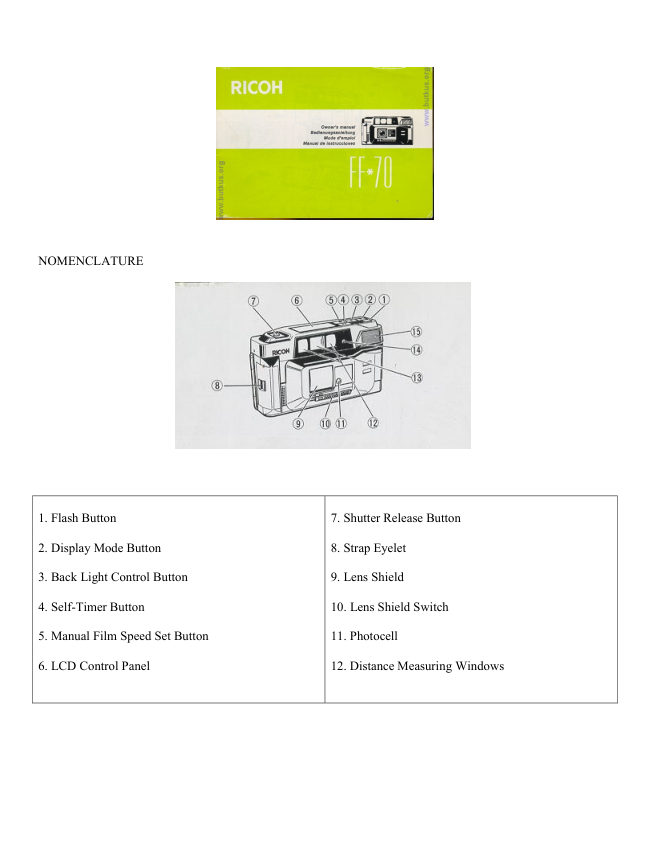 Ricoh FF70 manual cover