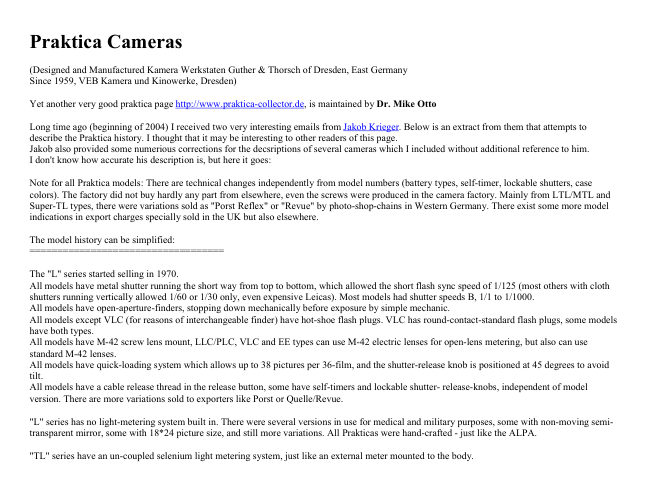 Praktica Praktiac cameras & company information manual cover