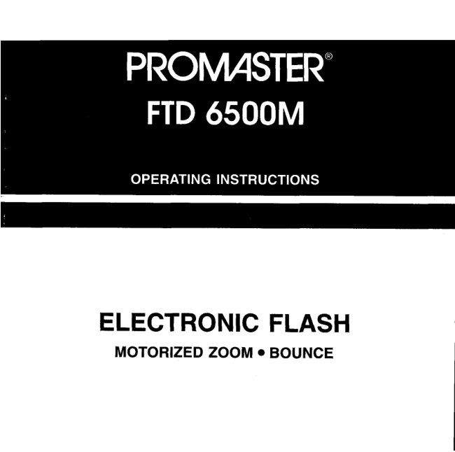 Promaster FTD 6500M flash manual cover