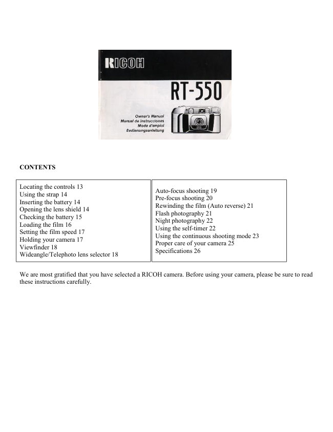 Ricoh RT 550 A manual cover