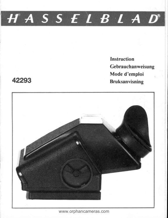 Hasselblad Prism Finder PME 42293 manual cover