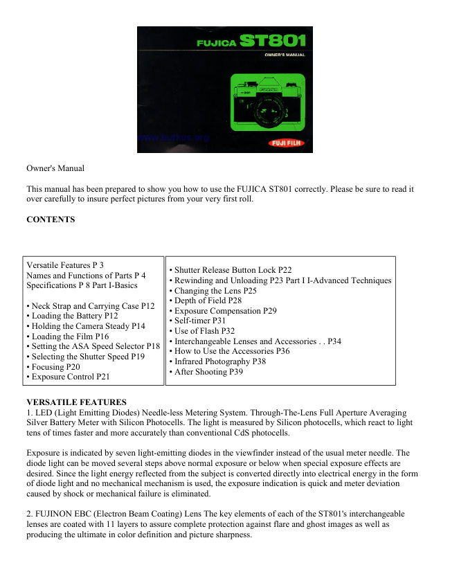 Fujica ST801 manual cover