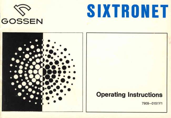 Gossen SIXTRONET manual cover