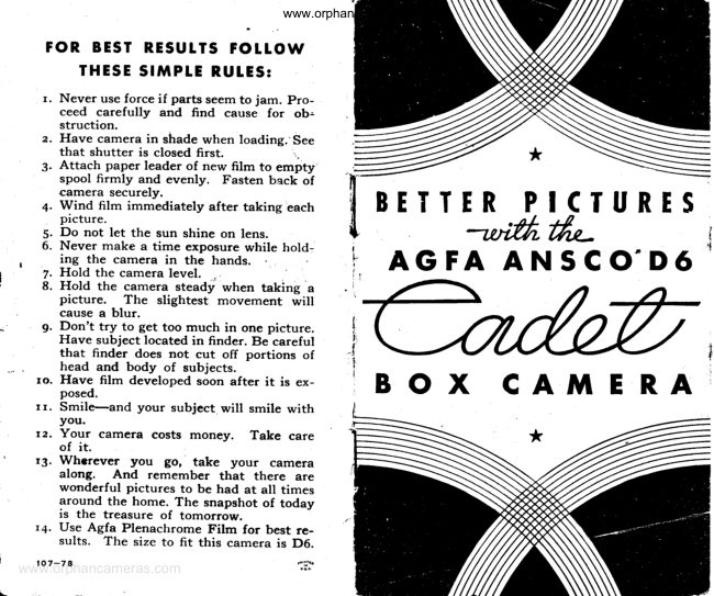 Agfa Ansco D6 manual cover