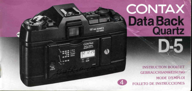 Contax Data Back D-5 manual cover