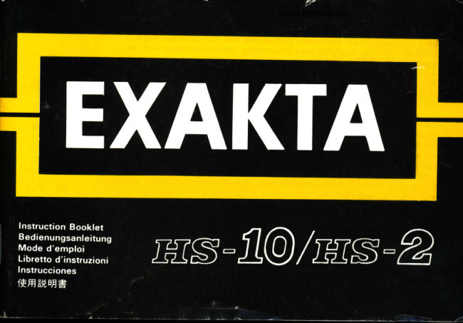 Exakta Hs 10 Hs 2 01 manual cover