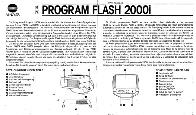 Minolta Program Flash 2000I Gr Sp manual cover