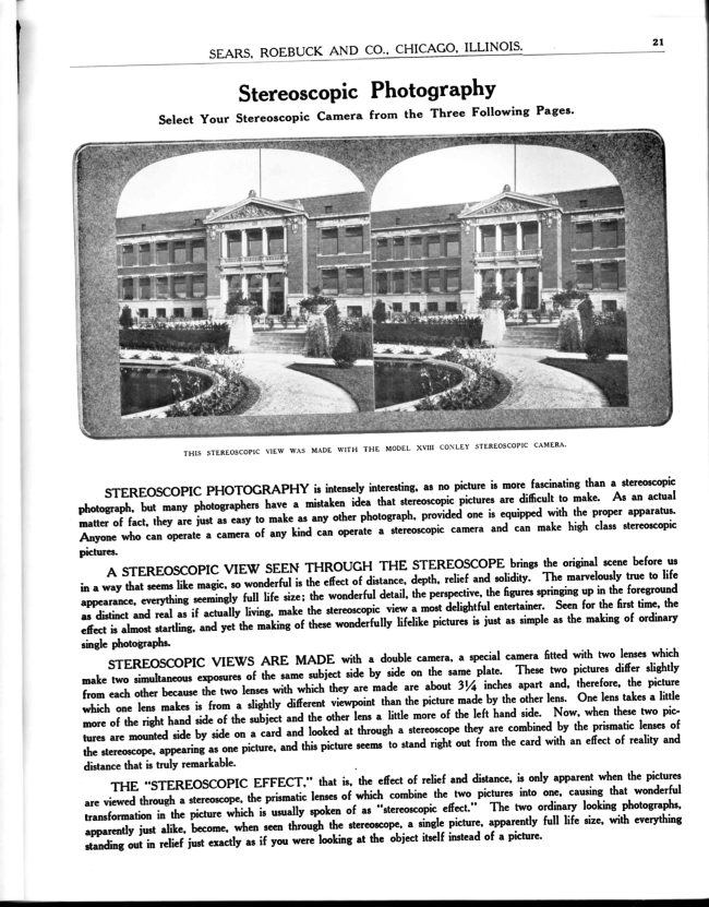 Sears Stereoscopic types, revolving backs manual cover
