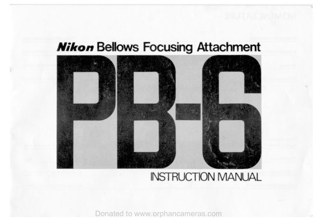 Nikon Bellows PB 6 manual cover