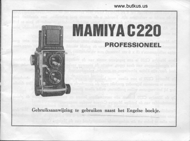Mamiya C220 Professional Gebruiksaanwijzing manual cover