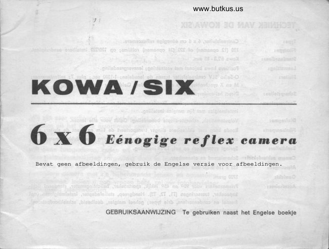 Kowa Six Gebruiksaanwijzing manual cover