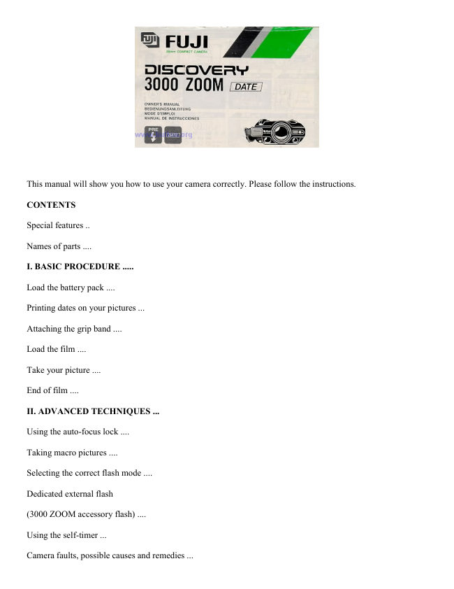 Fujica Discovery 3000 Zoom manual cover