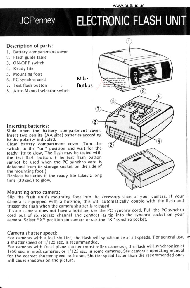 JC Penny Electronic Flash manual cover