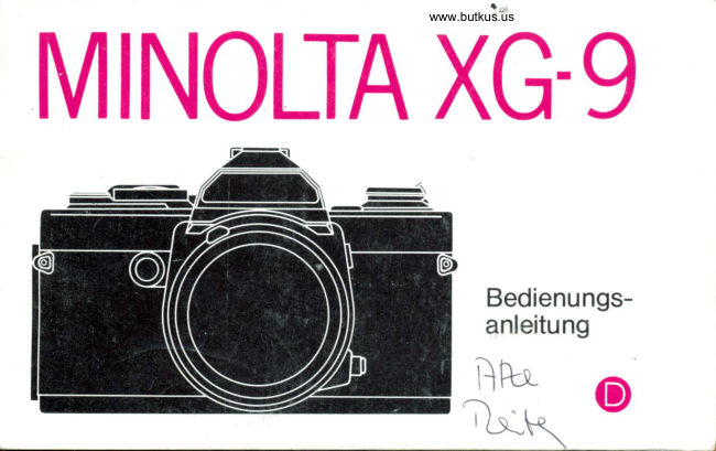 Minolta XG-9 manual cover
