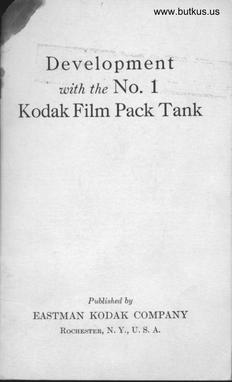Kodak Film Pack Tank manual cover