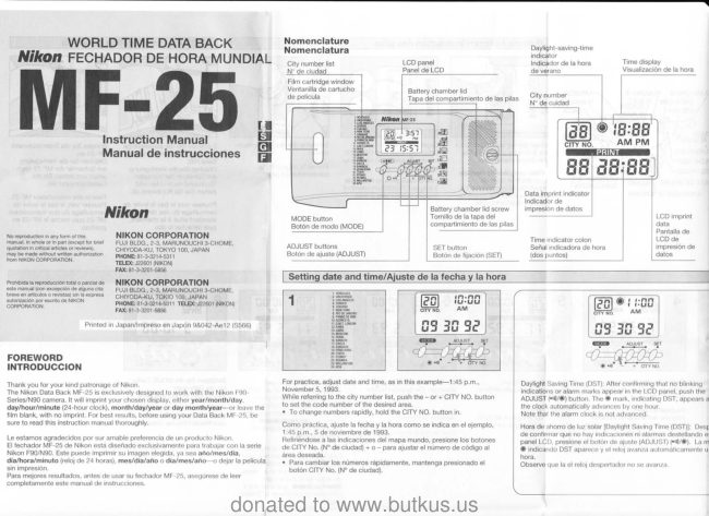 Nikon MF-25 manual cover