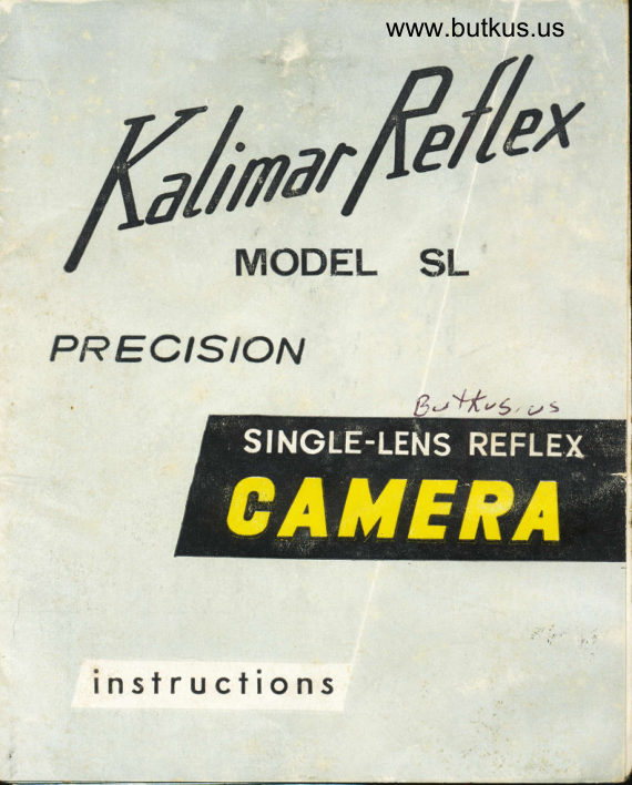Kalimar Reflex Model SL manual cover