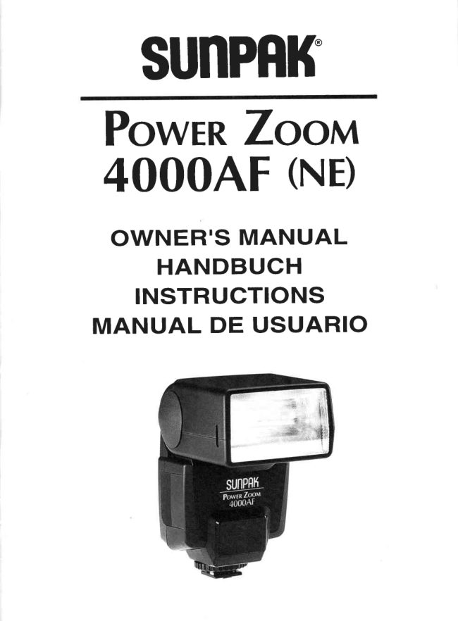 Sunpak Power Zoom 4000AF manual cover