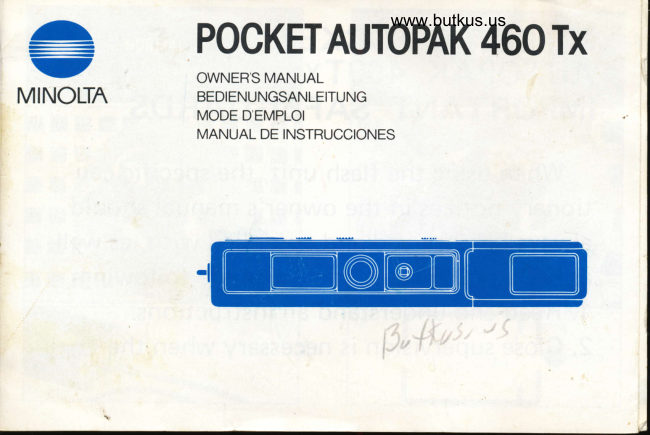 Minolta Pocket Autopak 460TX 110 manual cover