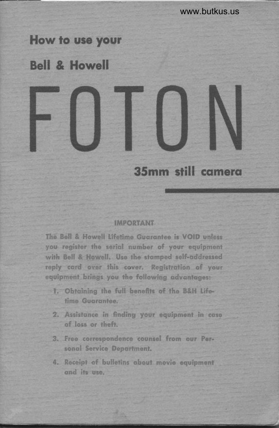 Bell & Howell Bell and Howell Foton manual cover