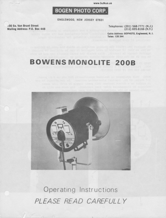 Bowens Monolite manual cover