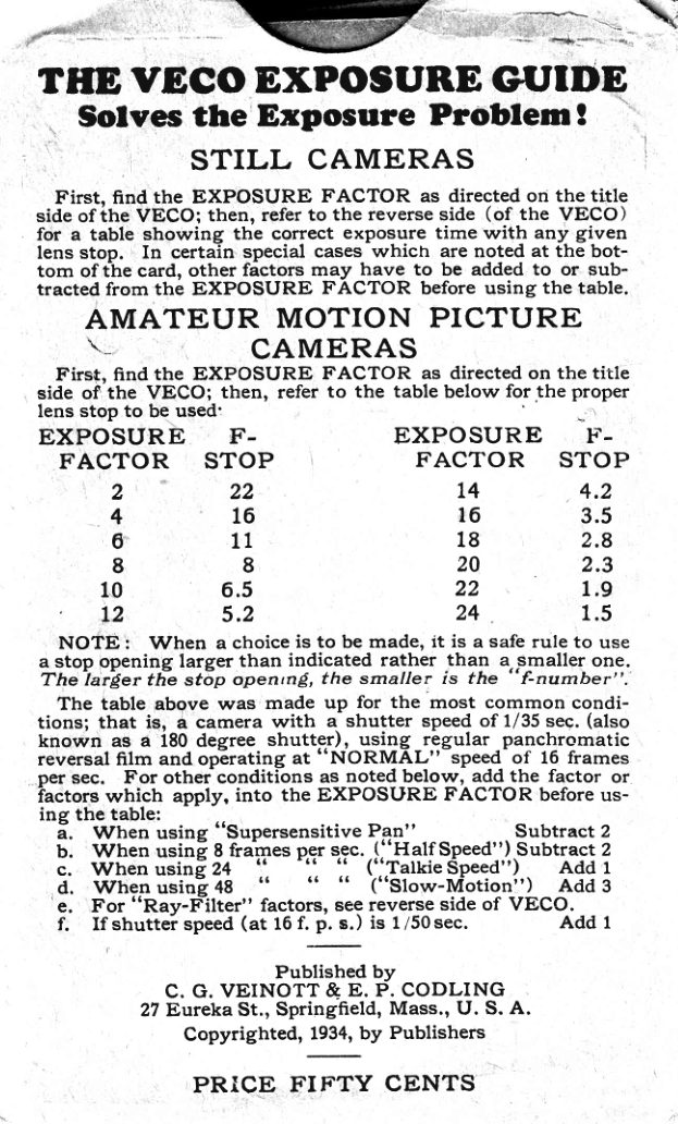 VECO Exposure Guide manual cover