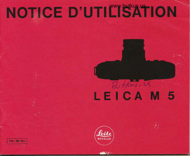 Leica M5 NOTICE D'UTILISATION manual cover