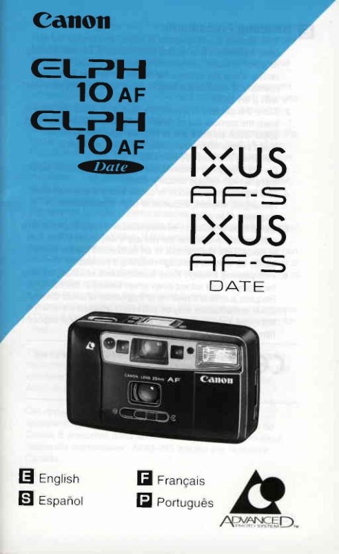 Canon ELPH 10 / IXUS AF-S manual cover