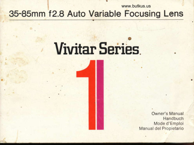 Vivitar Series 1 35 85MM manual cover