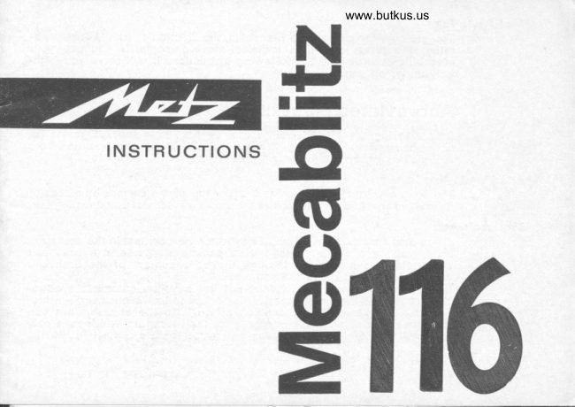 Metz Mecablitz 116 manual cover
