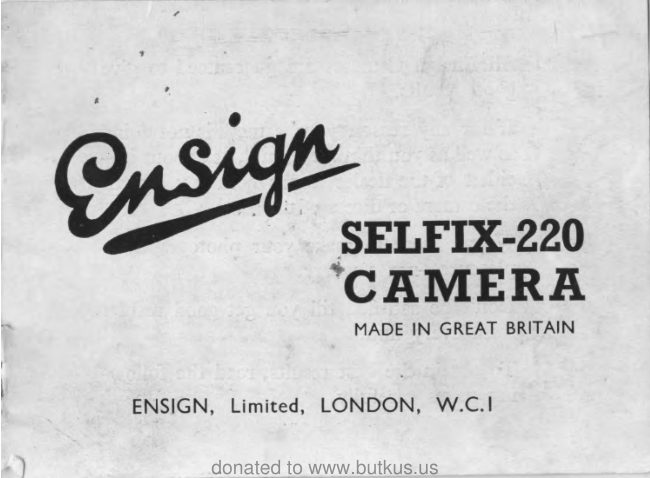 Ensign Selfix 220 manual cover