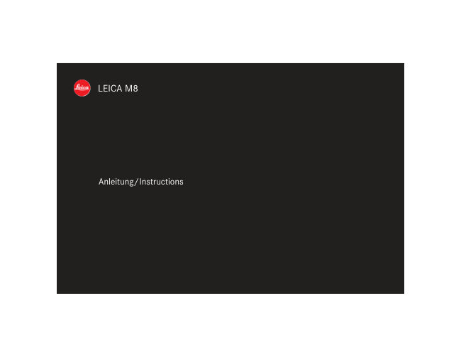 LEICA M8 ( Digital ) manual cover
