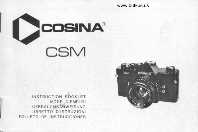 COSINA CSM IN manual cover