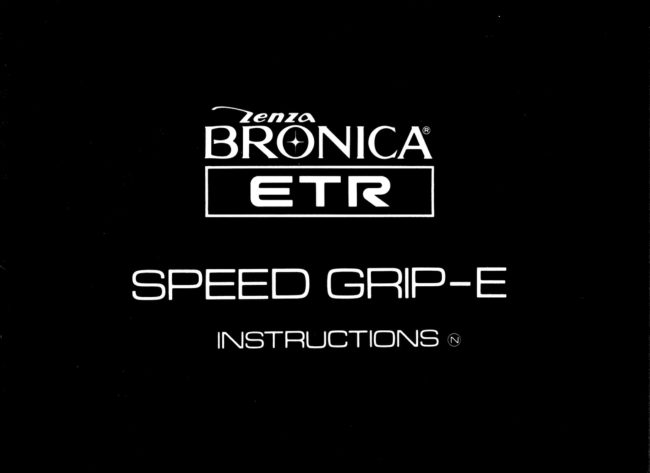 Bronica ETR Speed Grip-E manual cover