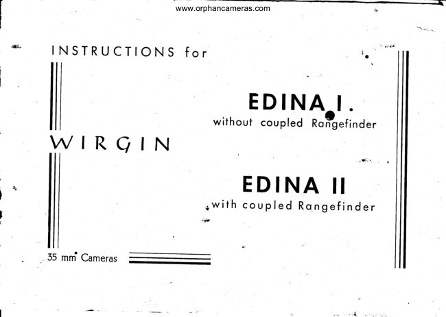 WIRGIN EDINA I / II manual cover