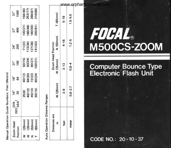 FOCAL M500CS - Zoom Flash manual cover