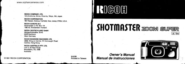 Ricoh Shotmaster Zoom Super manual cover