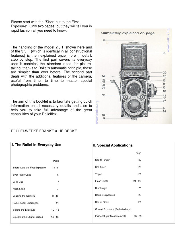 Rolleiflex 3.5F - 2.8F manual cover