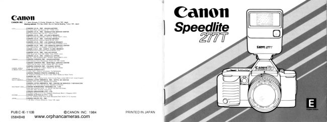 Canon Speedlite 277T manual cover