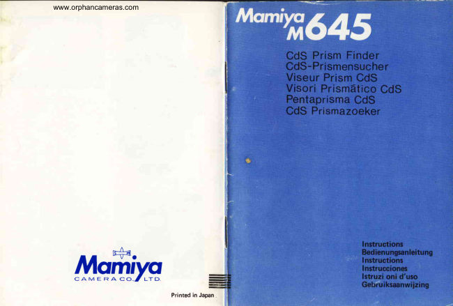 Mamiya M645 CdS Finder manual cover