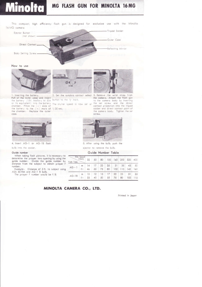 Minolta electronic flash manual cover