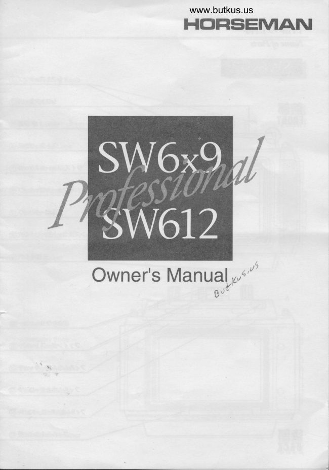 Horseman SW6x9Horseman SW612 manual cover