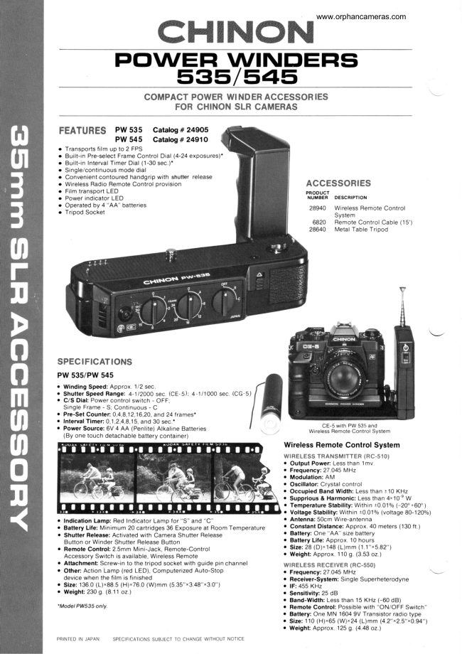 chinon pw 535 545 manual cover