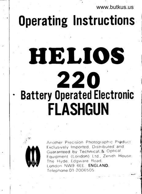HELIOS 220 flash manual cover