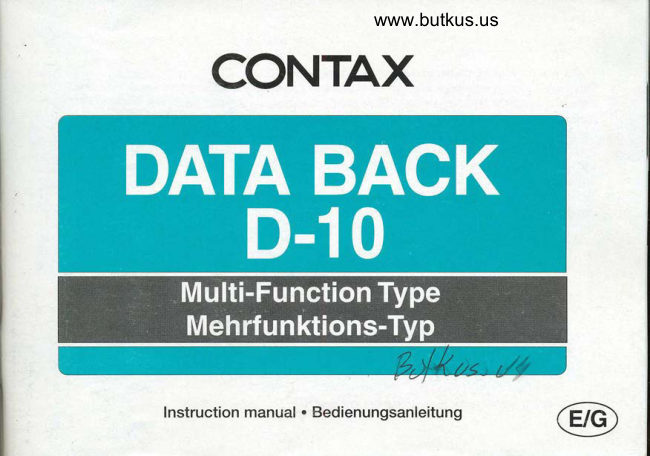 Contax D-10 manual cover