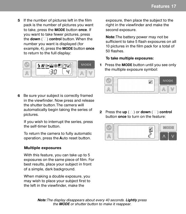 Minolta the missing "multiple exposure" pages manual cover