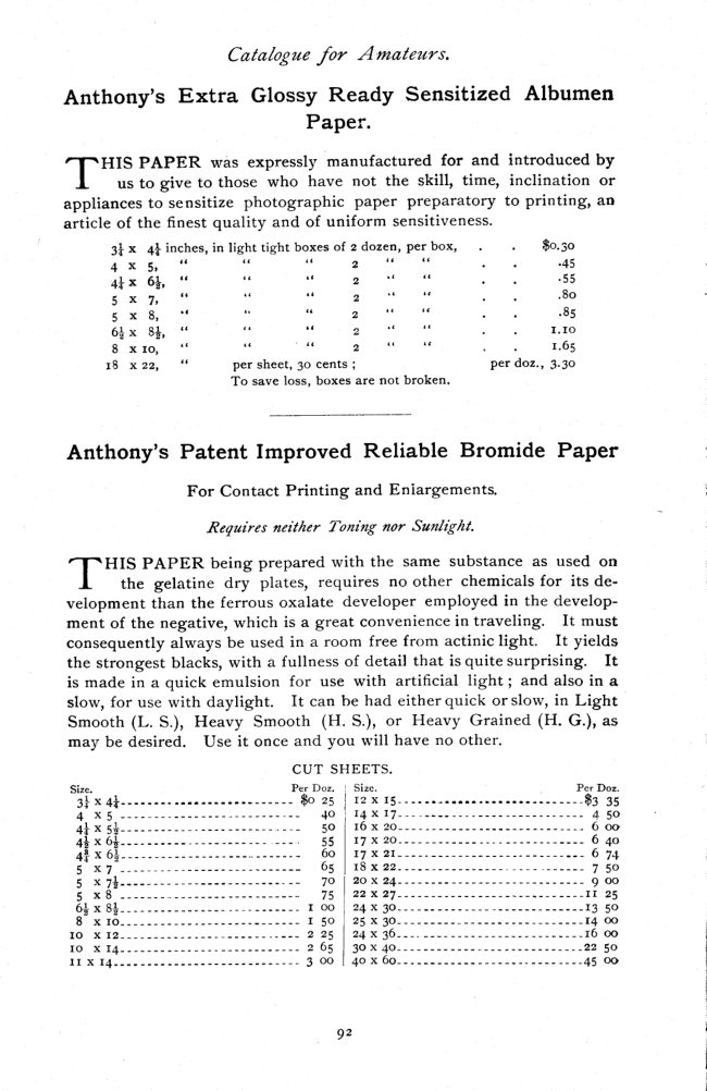 Illustrated catalogue of Photo equipment and materials for amateus - 1891 — part 4 manual cover