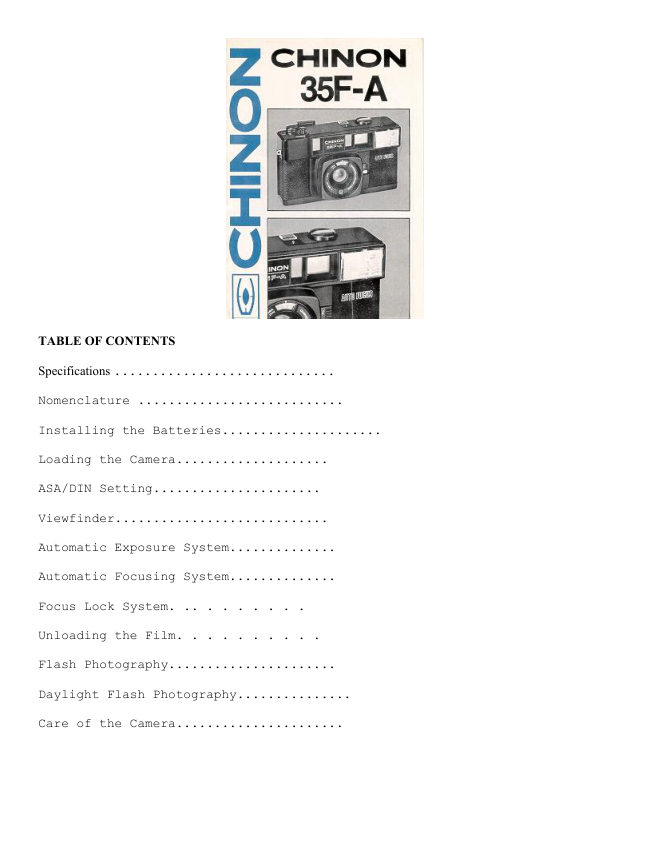 Chinon 35F-A manual cover