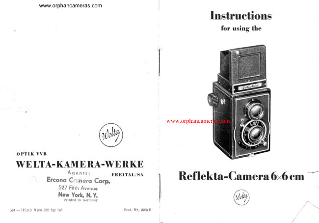 Welta Reflekta 6X6 manual cover