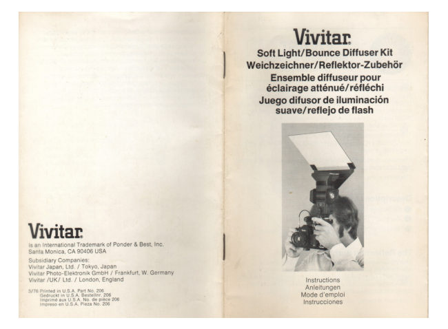 Vivitar Soft Light Bounce for 283 manual cover